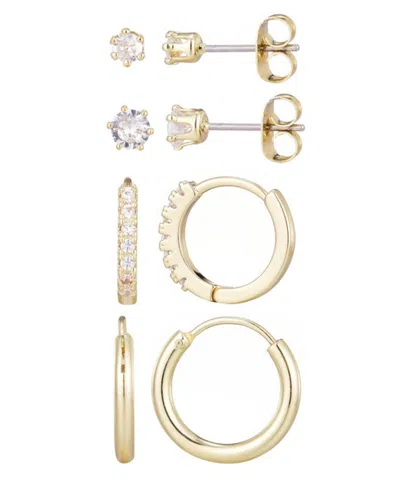Adornia Set Of 3 Assorted Hoops And Stud Earrings In Gold