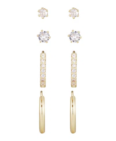 Adornia Set Of 3 Assorted Hoops And Stud Earrings In Gold