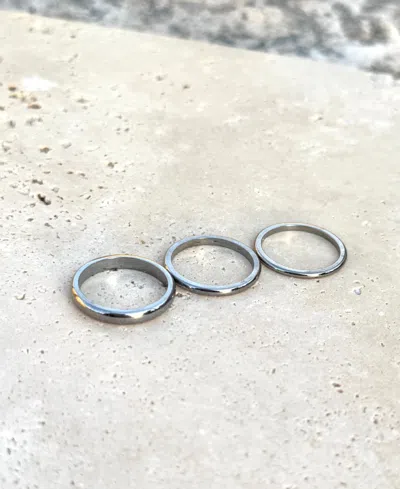 Adornia Tarnish Resistant Silver Stacking Band Set In Silver