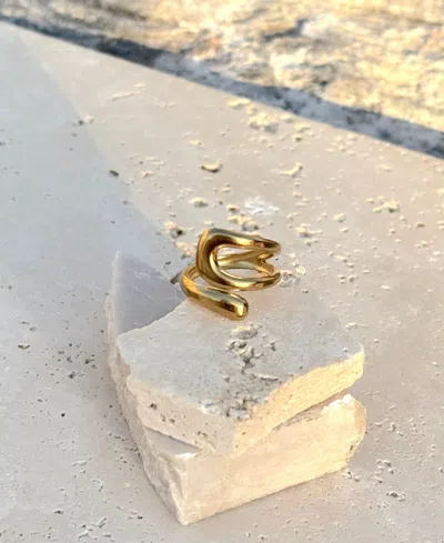 Adornia Tarnish Resistant 18k Gold Plated Open Bands Ring In Gold