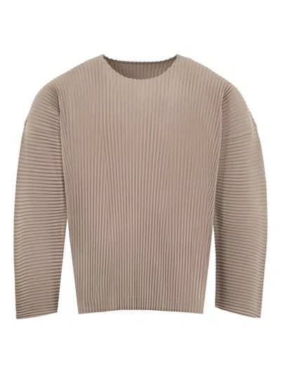 Issey Miyake Pleated Long-sleeve Top In Brown