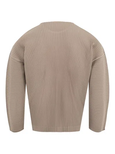 Issey Miyake Pleated Long-sleeve Top In Brown