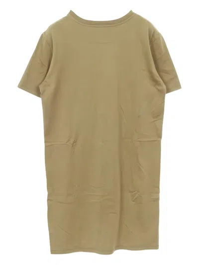 Pre-owned Hermes 2000s Chaine D'ancre Crew-neck Embroidered T-shirt Dress In Green
