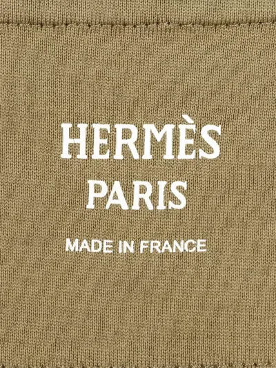 Pre-owned Hermes 2000s Chaine D'ancre Crew-neck Embroidered T-shirt Dress In Green