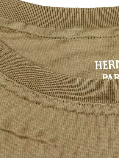 Pre-owned Hermes 2000s Chaine D'ancre Crew-neck Embroidered T-shirt Dress In Green