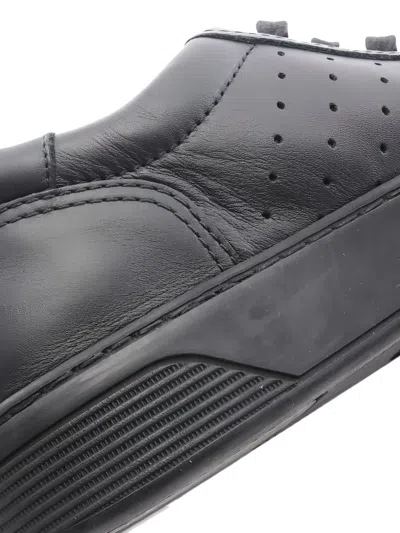 Pre-owned Chanel 1986-1988 Logo Leather Low-cut Sneakers In Black