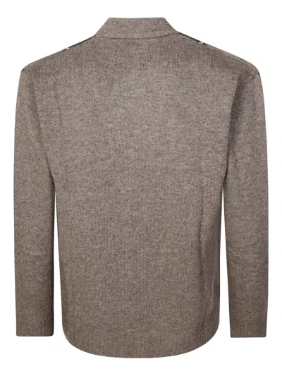 Paolo Pecora Classic Argyle Knit Cardigan With V-neckline In Brown