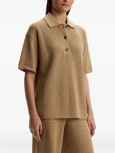 镂空针织POLO领上衣