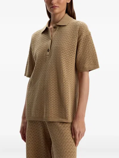 镂空针织POLO领上衣