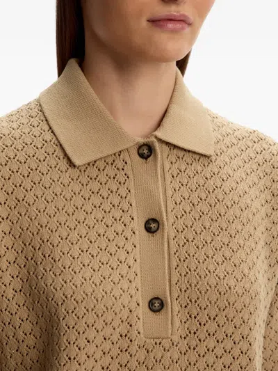 镂空针织POLO领上衣