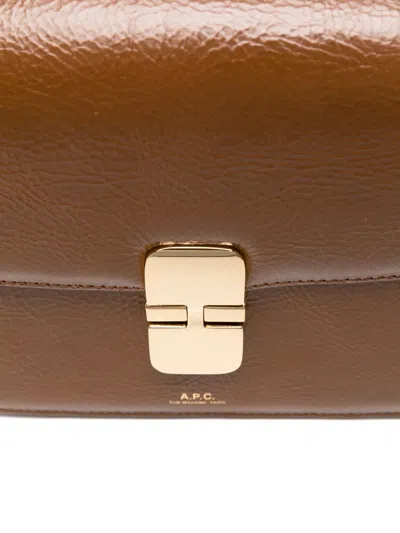 Apc Leather Crossbody Bag In Brown