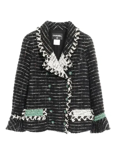 Pre-owned Chanel Cocomark Button Tweed Jacket In Black