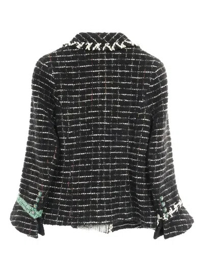 Pre-owned Chanel Cocomark Button Tweed Jacket In Black