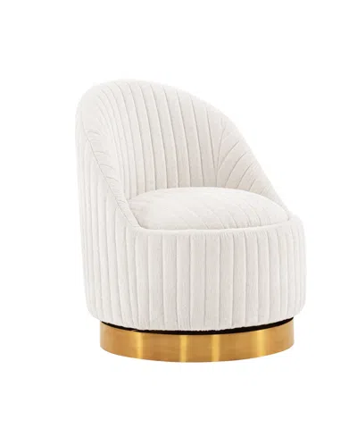 Manhattan Comfort Leela Modern 31.5" Chenille Upholstered Swivel Accent Chair In White