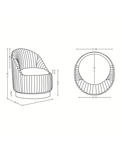 Manhattan Comfort Leela Modern 31.5" Chenille Upholstered Swivel Accent Chair In White
