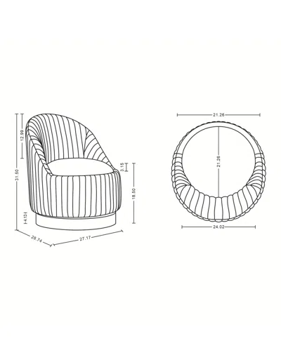 Manhattan Comfort Leela Modern 31.5" Chenille Upholstered Swivel Accent Chair In Gray