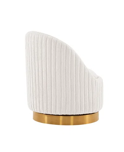 Manhattan Comfort Leela Modern 31.5" Chenille Upholstered Swivel Accent Chair In White