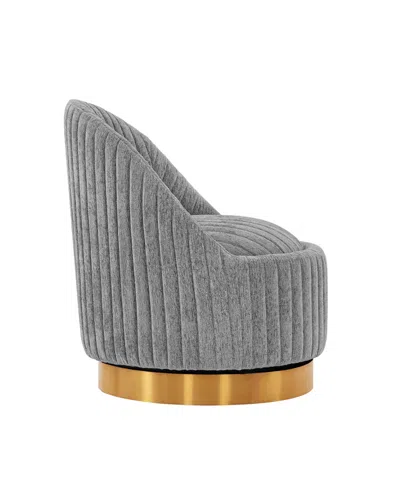 Manhattan Comfort Leela Modern 31.5" Chenille Upholstered Swivel Accent Chair In Gray