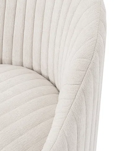 Manhattan Comfort Leela Modern 31.5" Chenille Upholstered Swivel Accent Chair In White