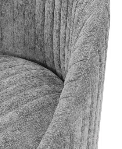 Manhattan Comfort Leela Modern 31.5" Chenille Upholstered Swivel Accent Chair In Gray