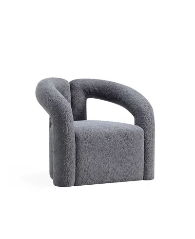 Manhattan Comfort Darian Modern 28.74" Boucle Upholstered Accent Chair In Gray