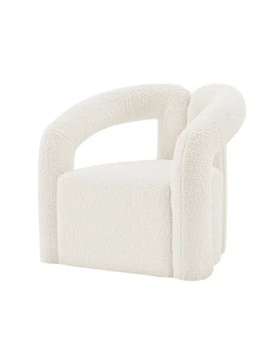 Manhattan Comfort Darian Modern 28.74" Boucle Upholstered Accent Chair In White