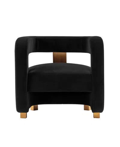 Manhattan Comfort Amirah Modern 27.17" Velvet Upholstered Accent Chair In Black