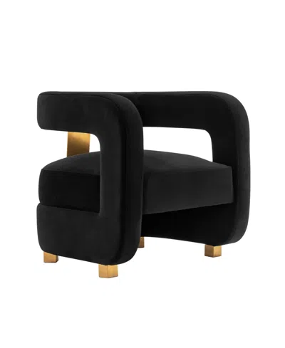 Manhattan Comfort Amirah Modern 27.17" Velvet Upholstered Accent Chair In Black