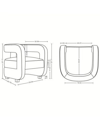 Manhattan Comfort Amirah Modern 27.17" Velvet Upholstered Accent Chair In Black