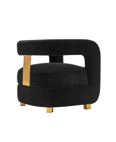 Manhattan Comfort Amirah Modern 27.17" Velvet Upholstered Accent Chair In Black