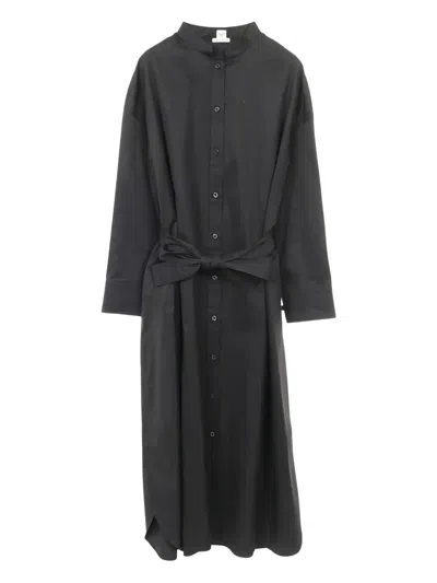 Pre-owned Hermes 2010s Stand-collar Shirt Dress In Black