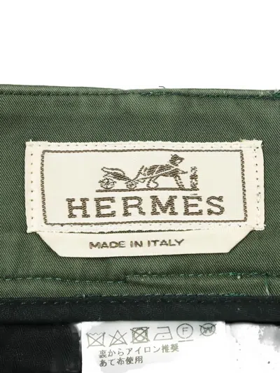Pre-owned Hermes 2000s Striped-waistband Shorts In Green