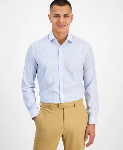 Tom Baine Men's Four Way Stretch Geo Print Button Down Dress Shirt In Blue