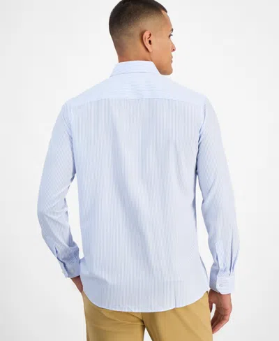 Tom Baine Men's Four Way Stretch Geo Print Button Down Dress Shirt In Blue