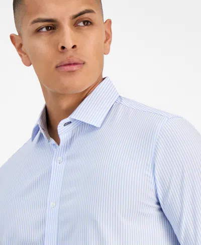 Tom Baine Men's Four Way Stretch Geo Print Button Down Dress Shirt In Blue