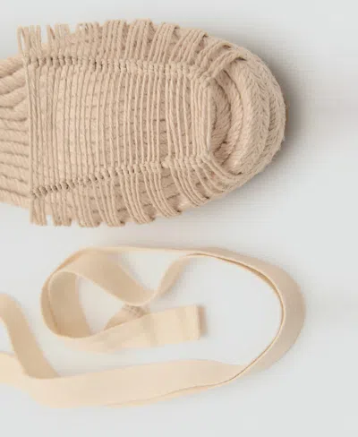 Mango Jute Wedges With Straps Ecru In Animal Print