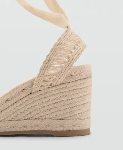 Mango Jute Wedges With Straps Ecru In Animal Print