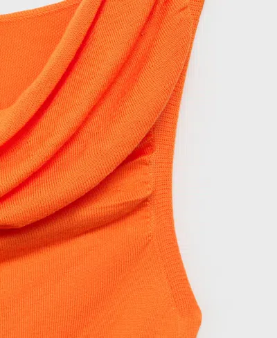 Mango Draped Knitted Top Orange In Orange