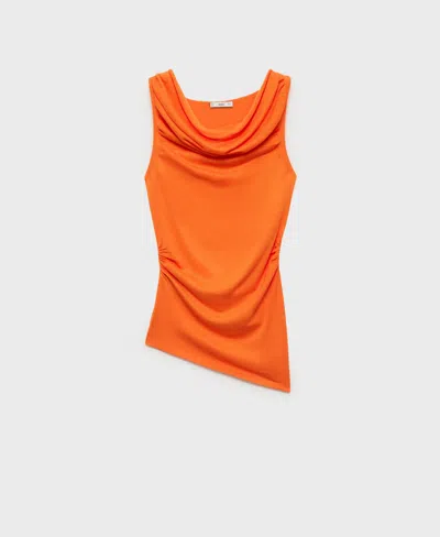 Mango Draped Knitted Top Orange In Orange