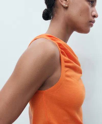 Mango Draped Knitted Top Orange In Orange