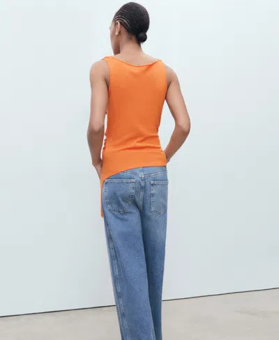 Mango Draped Knitted Top Orange In Orange