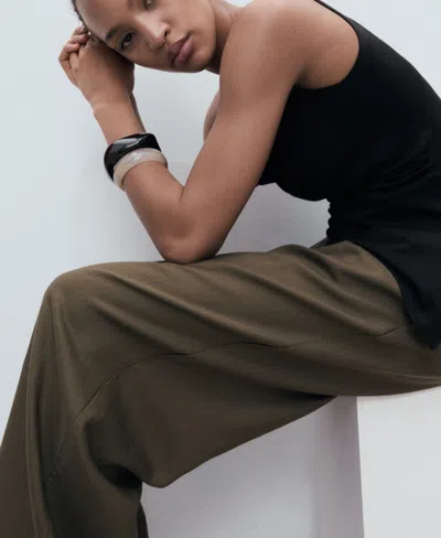 Mango Draped Knitted Top Black In Black