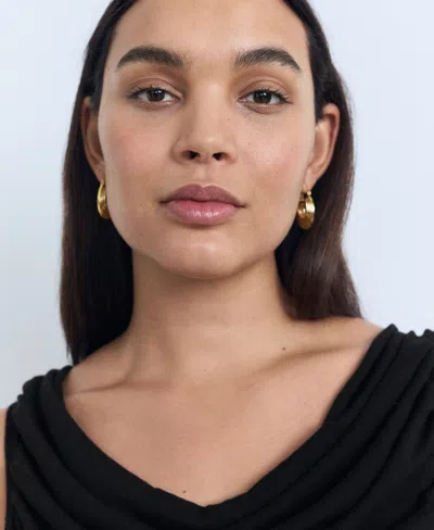 Mango Draped Knitted Top Black In Black