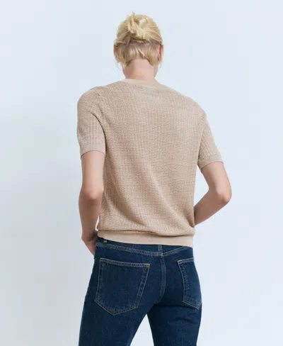 Mango Women's Short-sleeved Lurex Sweater In Neutral