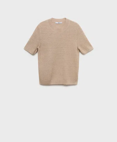 Mango Women's Short-sleeved Lurex Sweater In Neutral