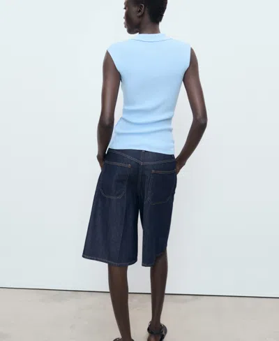 Mango Women's Polo-neck Knitted Top In Blue