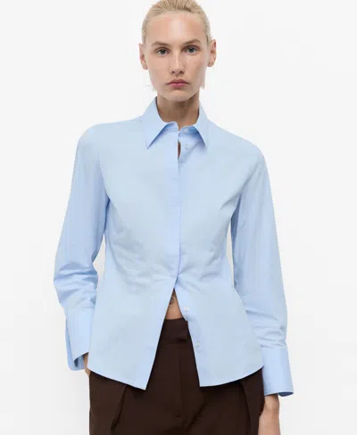 Mango Women's Slim-fit Poplin Shirt In Blue