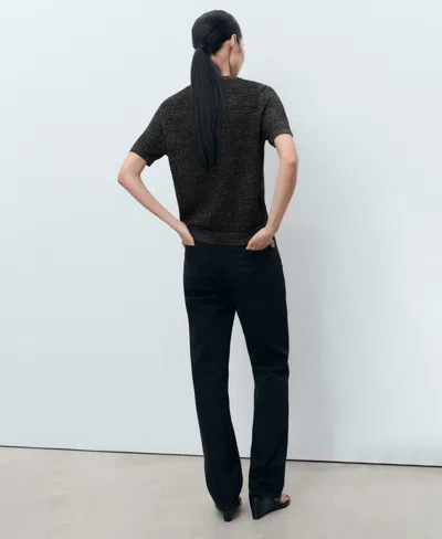 Mango Women's Short-sleeved Lurex Sweater In Black