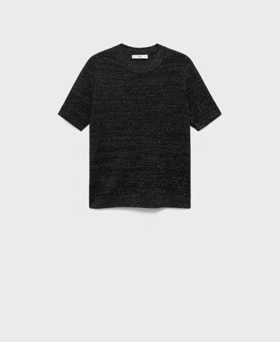 Mango Women's Short-sleeved Lurex Sweater In Black