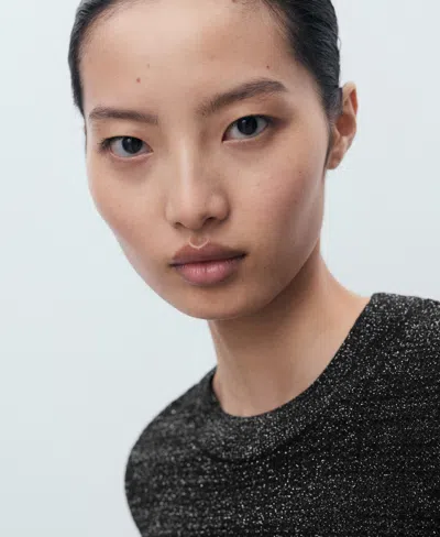 Mango Women's Short-sleeved Lurex Sweater In Black